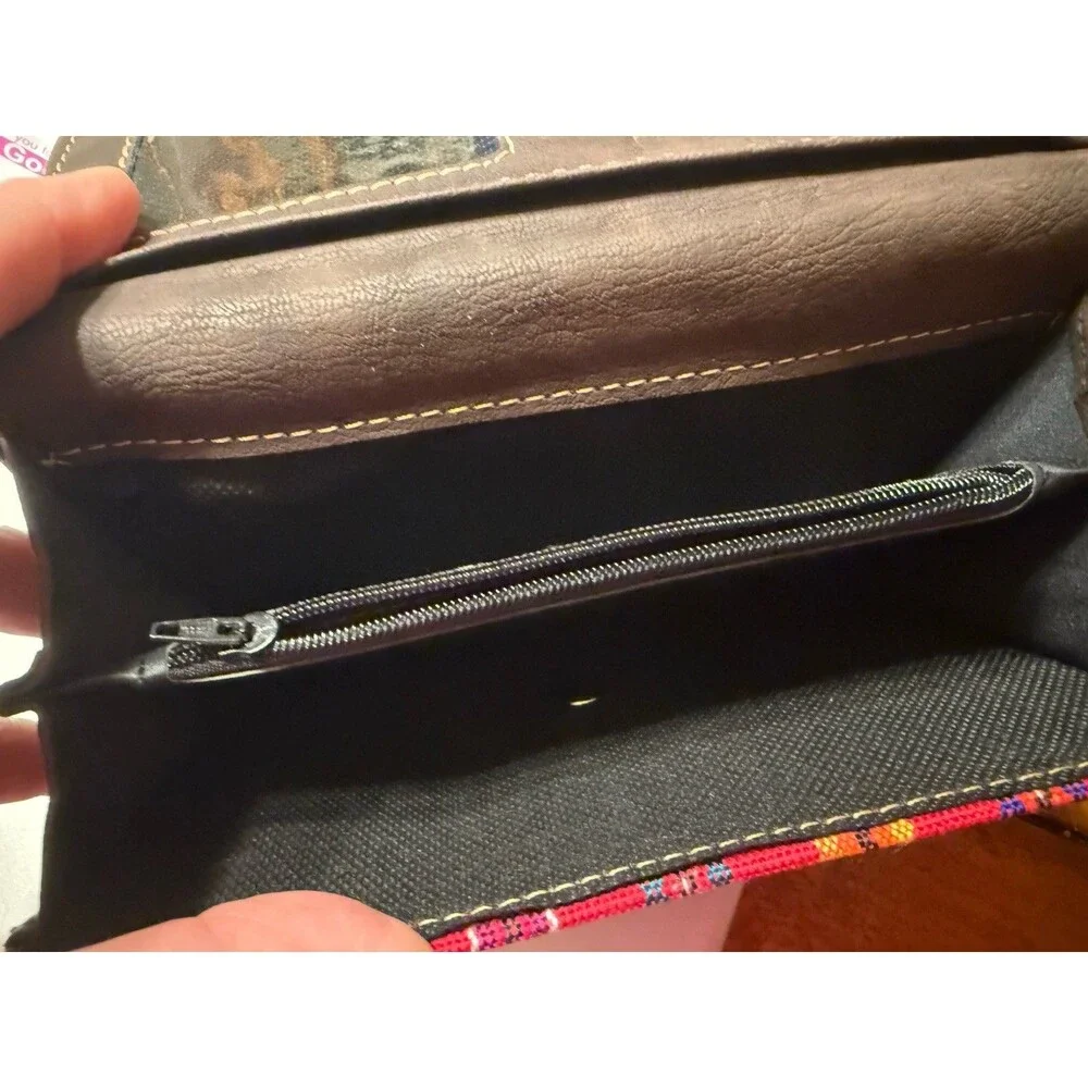 NEW Guatemalan Huipil Wallet Handcrafted Brown Leather Embroidered Multicolor